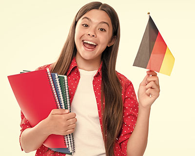 student with German flag 